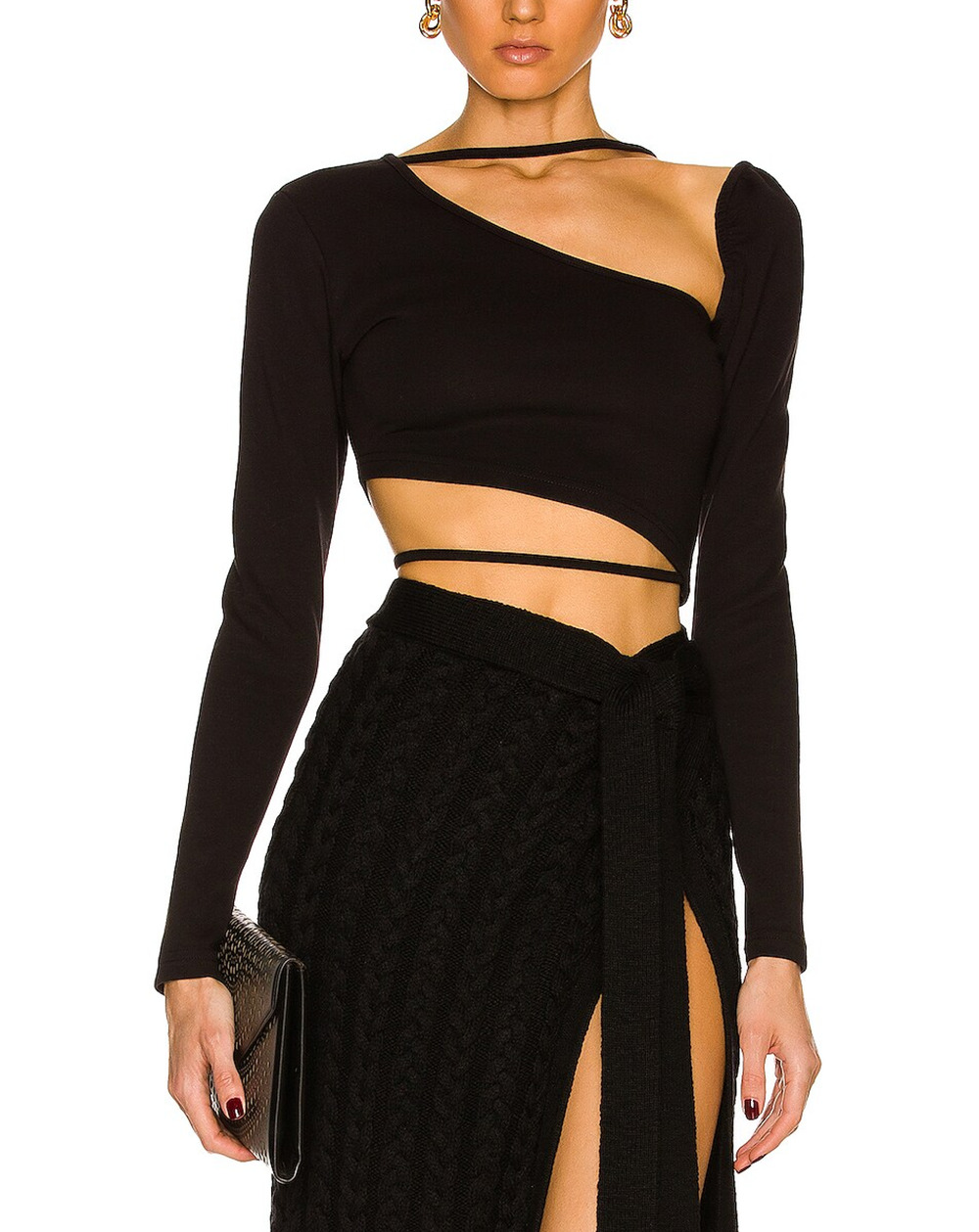 Atoir Asymmetric Black Promise Me Crop Top Size 6